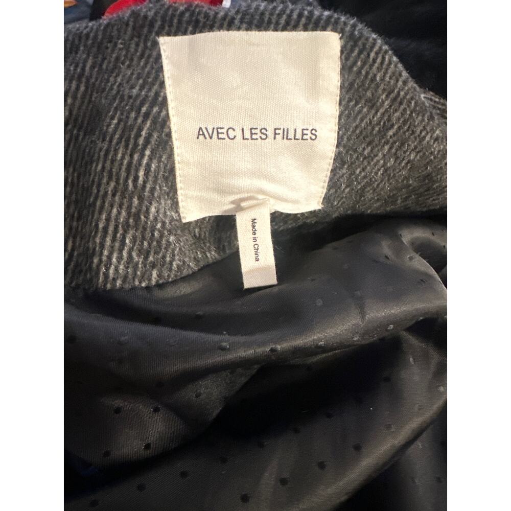 Avec les Filles wool polyester blend coat with removable faux fur hood